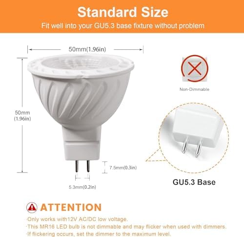 SSXBF MR16 5W LED Bulbs 12V 3000K Warm White Pack of 6