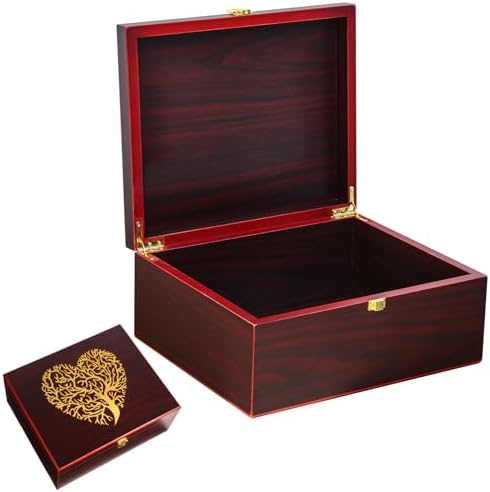 Heart Tree Wooden Keepsake Box - Large Red 1