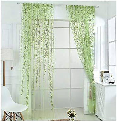 Ufurty 2 Piece Willow Leaf Sheer Curtain Panels