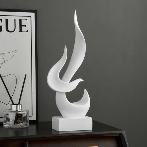 FJS White Flame Modern Resin Statue Decor