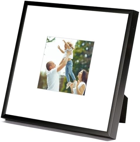 Golden State Art - 8x8 Metal Frames with Mats Set of 4 Classic Black