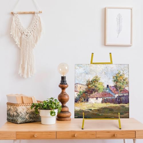 Gold Metal Easel Stand for Displaying Art and Collectibles