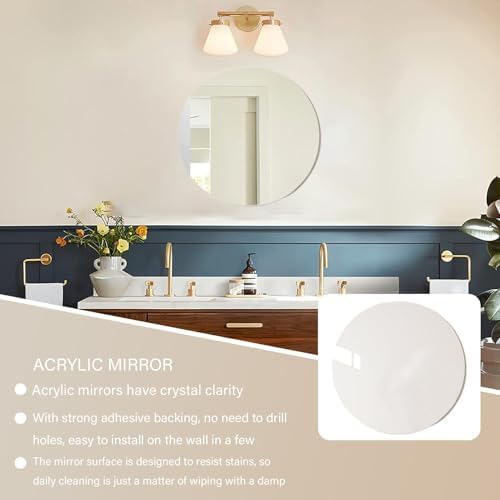Round Acrylic Wall Mirror for Bathroom Shatterproof and Waterproof