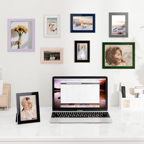 Venusmiles 5x7 Enamel Photo Frame with Gold Metal Edge and Easel