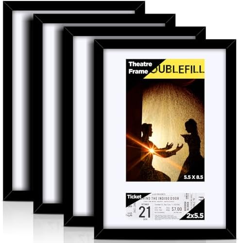 DoubleFill 4 Pcs Theatre Bill Frame with Mat and Hanger
