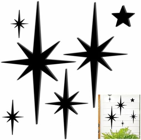 Easma 6Pcs Mid Century Starburst Metal Wall Art