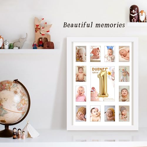 12x16 White Photo Frame with 13 Slots for Baby Memories