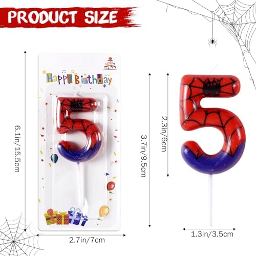 Spider 5th Birthday Candle Cake Topper Decor