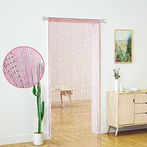 Transcosy Glitter Beaded Curtain Panel - Light Pink 3979