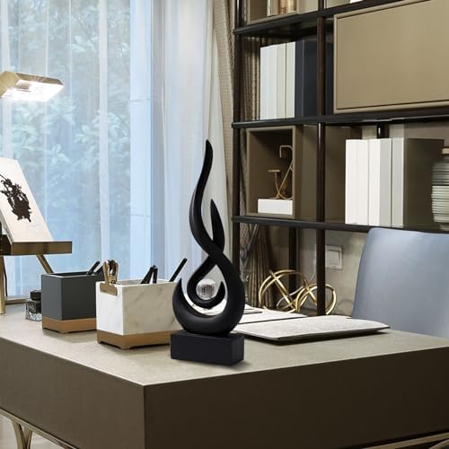 AWNR Abstract Flame Sculpture with Glass Ball Resin Art Figurine