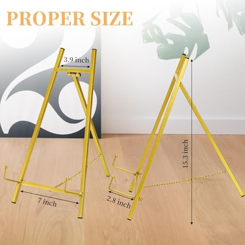 Gold Metal Easel Stand for Displaying Art and Collectibles