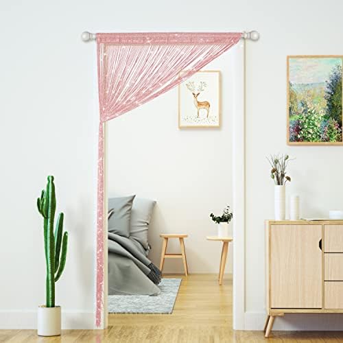 Transcosy Glitter Beaded Curtain Panel - Light Pink 3979