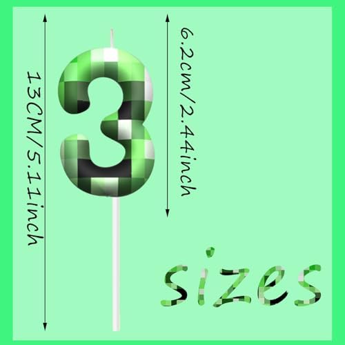 Pixel Birthday Candle Green 3 Retro Game Design