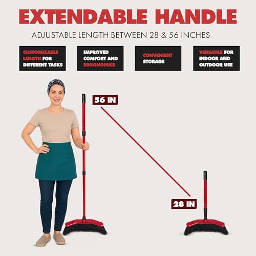 Da Vinci Curved Angle Broom - Sturdy 52-Inch Heavy Duty Sweeping Tool