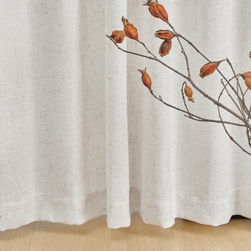 MYSKY HOME Semi Sheer Linen Curtains 50x90 2 Panels