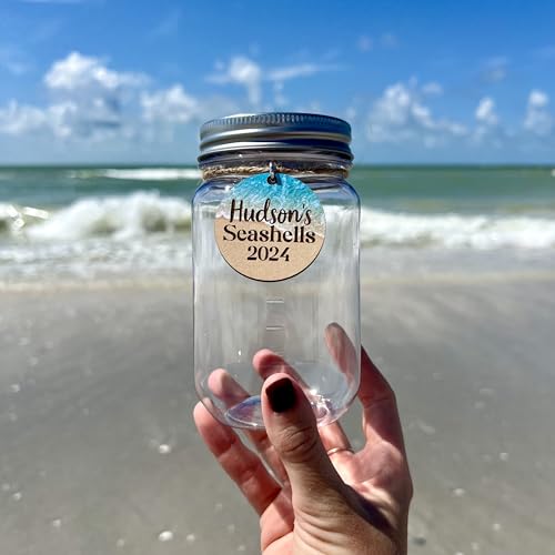 Personalized Plastic Seashell Jar with Name and Year