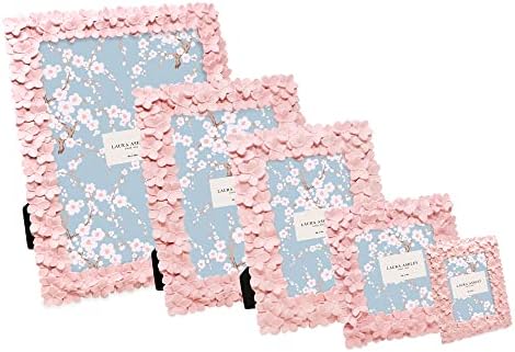 Laura Ashley Pink Flower Textured Resin Frame with Easel Hook