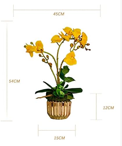 NDRFAWY Artificial Orchids Flowers in Gold Vase Set