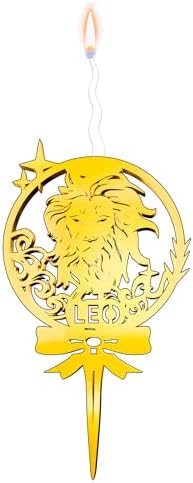 Gold Glitter Leo Candle Topper - Food Safe