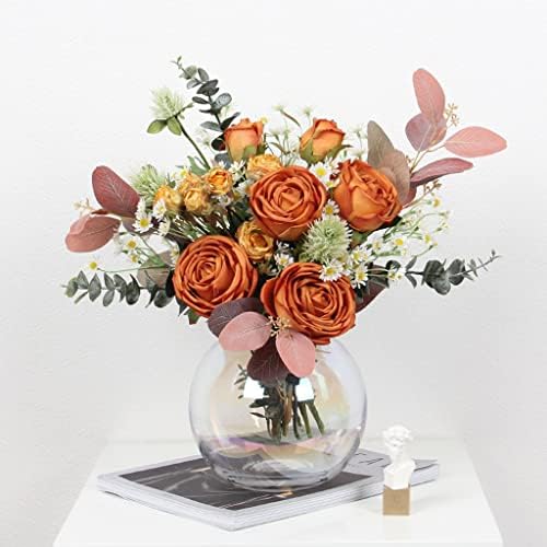 NDRFAWY Artificial Flowers Bouquet with Vase for Home Decor
