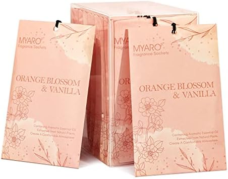 MYARO 12-Pack Orange Blossom Vanilla Sachets for Drawer Closet Freshness