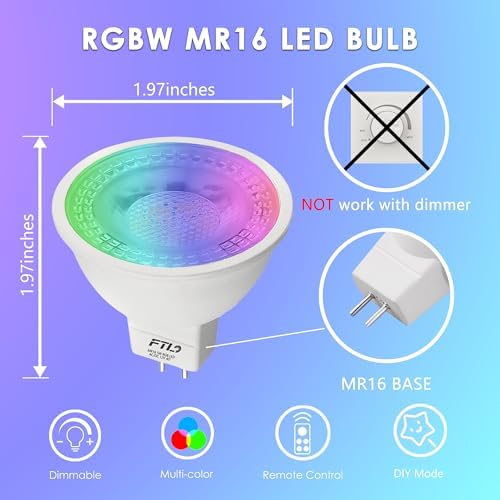 FTL 12V MR16 RGB Dimmable Light Bulb with Remote Control 10-Pack