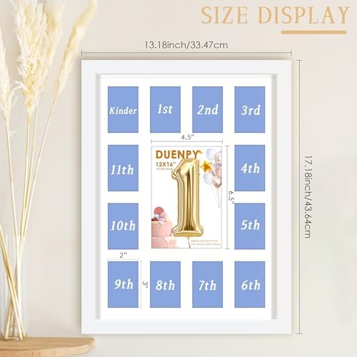 12x16 White Photo Frame with 13 Slots for Baby Memories