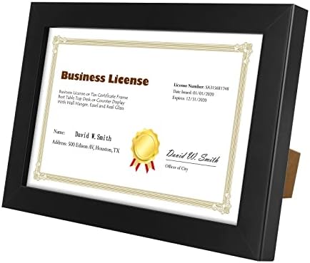Golden State Art 55x85 Business License Frame Black Solid Wood with Tempered Glass