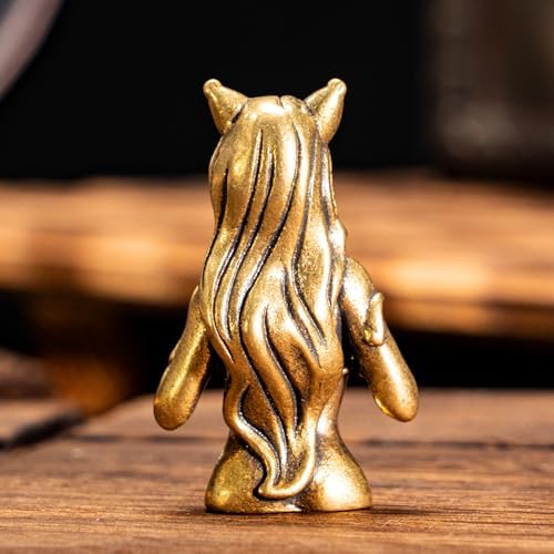 CHOVY Vintage Brass Cat-Eared Girl Statue