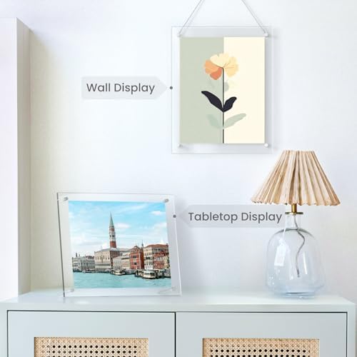 NIUBEE 85x11 Clear Acrylic Floating Photo Frame
