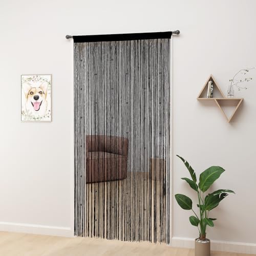 YIIBAII Black Beaded Curtain for Doorway