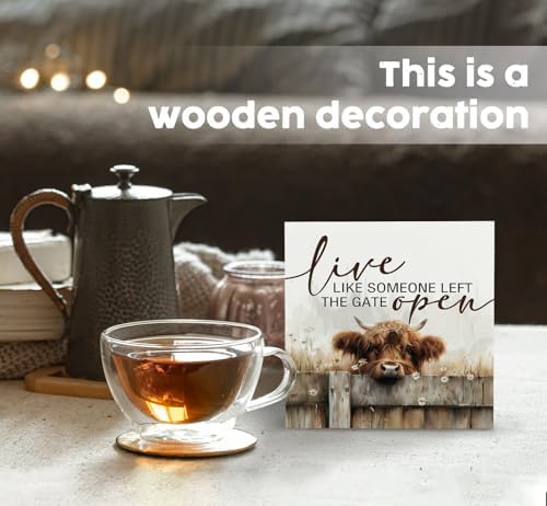 Highland Cow Wall Art - Rustic Home Decor Sign