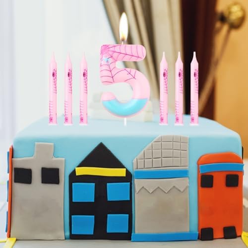 iNINGER Pink Spider Birthday Candles Set