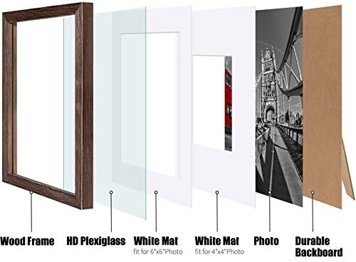 Tiblue 8x8 Rustic Wood Picture Frames Set of 4