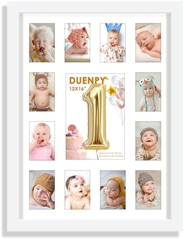 12x16 White Photo Frame with 13 Slots for Baby Memories