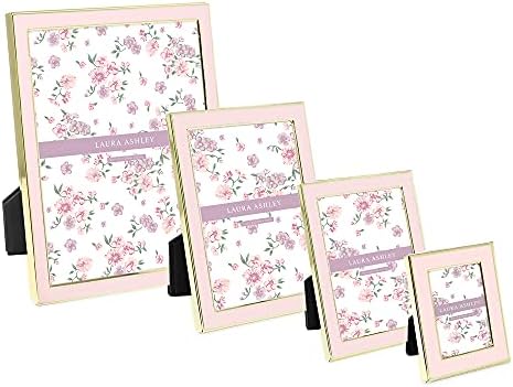 Laura Ashley 5x7 Pink Enamel Frame with Gold Edge and Easel 1