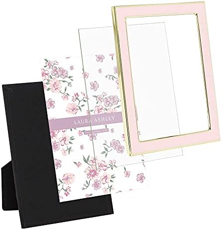Laura Ashley 5x7 Pink Enamel Frame with Gold Edge and Easel 1