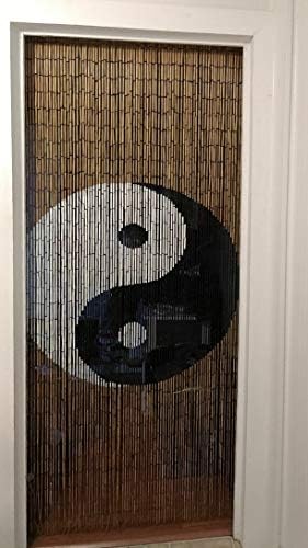 Ying Yang Wood Beaded Curtain - 90 Strands - 80 in
