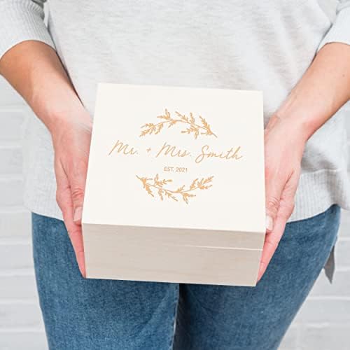 WEDDINGSTAR Custom Engraved Wooden Keepsake Box with Removable Lid