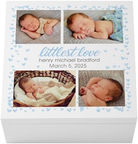 Personalized Keepsake Box for New Baby - Blue 12x12x6