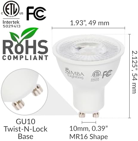 Simba Lighting 7W LED GU10 Dimmable Spot Light 6 Pack