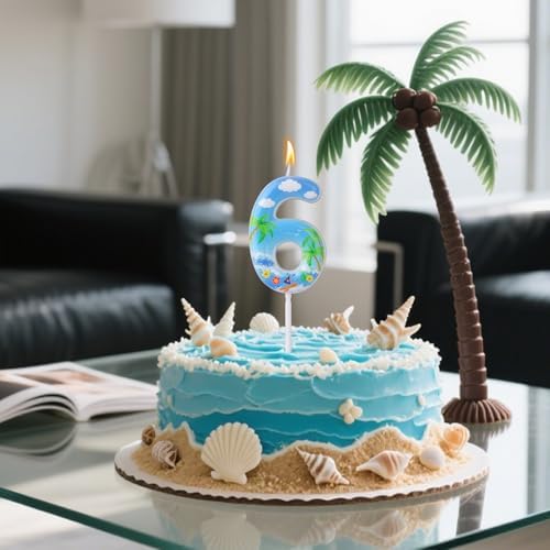 Ocean Themed Birthday Candles Number 6