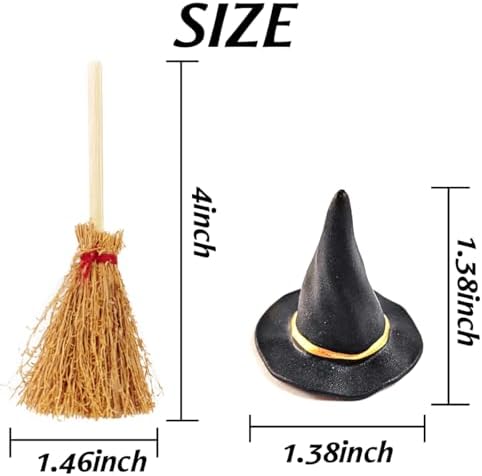 GXXMEI 24PCS Mini Witch Hats Brooms Set