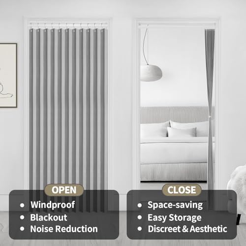 Rinhartex Blackout Magnetic Door Curtain for Closets 42x78