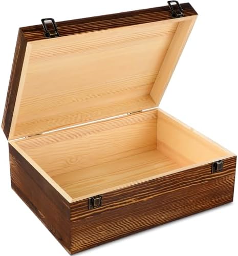 Barydat Extra Large Unfinished Pine Wood Box DIY Craft Storage