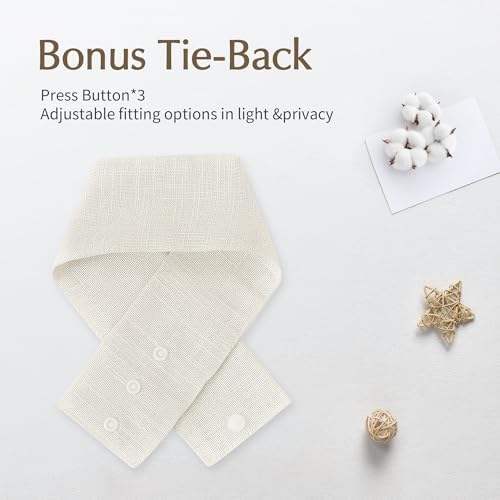 FMFUNCTEX Linen French Door Panels 72 Inches Natural Beige