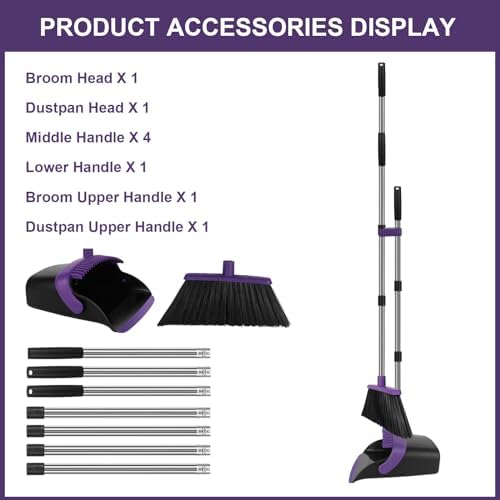 Large Purple Broom with Dustpan Combo Set
