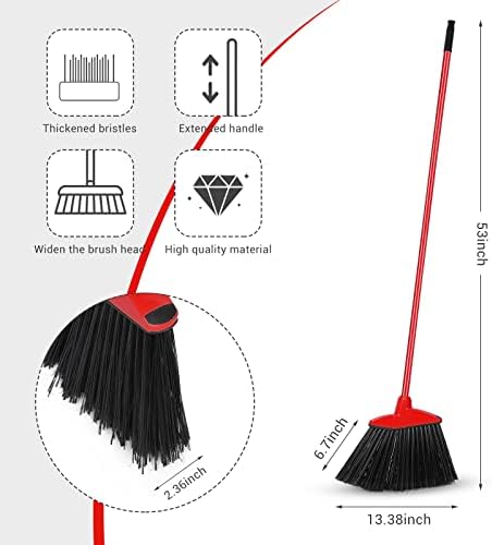 12 Pcs Heavy Duty Angle Broom with 53 Inch Handle
