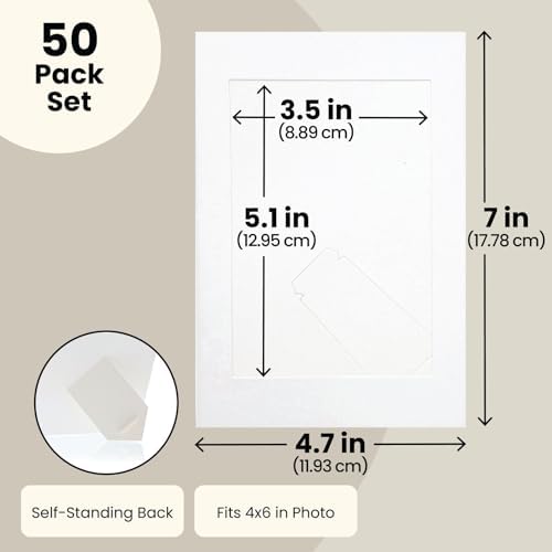 Juvale 4x6 Photo Frames - 50 Pack White DIY Cards with Easel Back