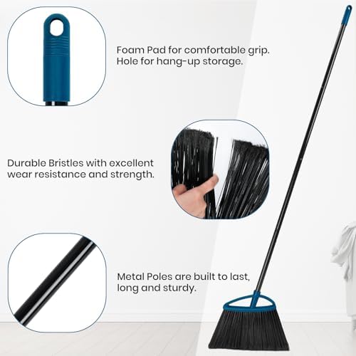 MAVRIZ 3 Pack Heavy Duty Brooms with Long Handles